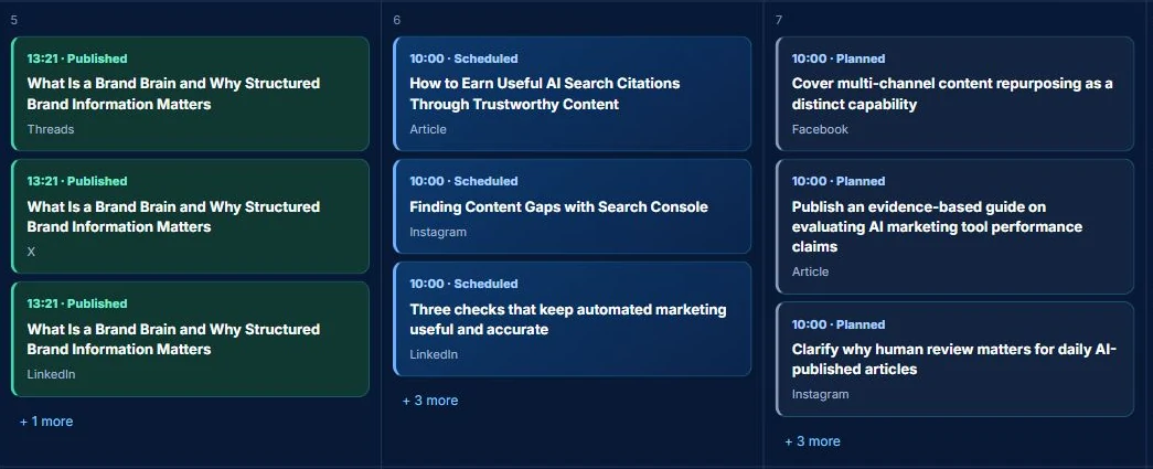 Live product calendar
