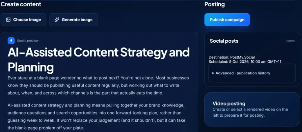 PostMy.Social campaign content review and publishing controls